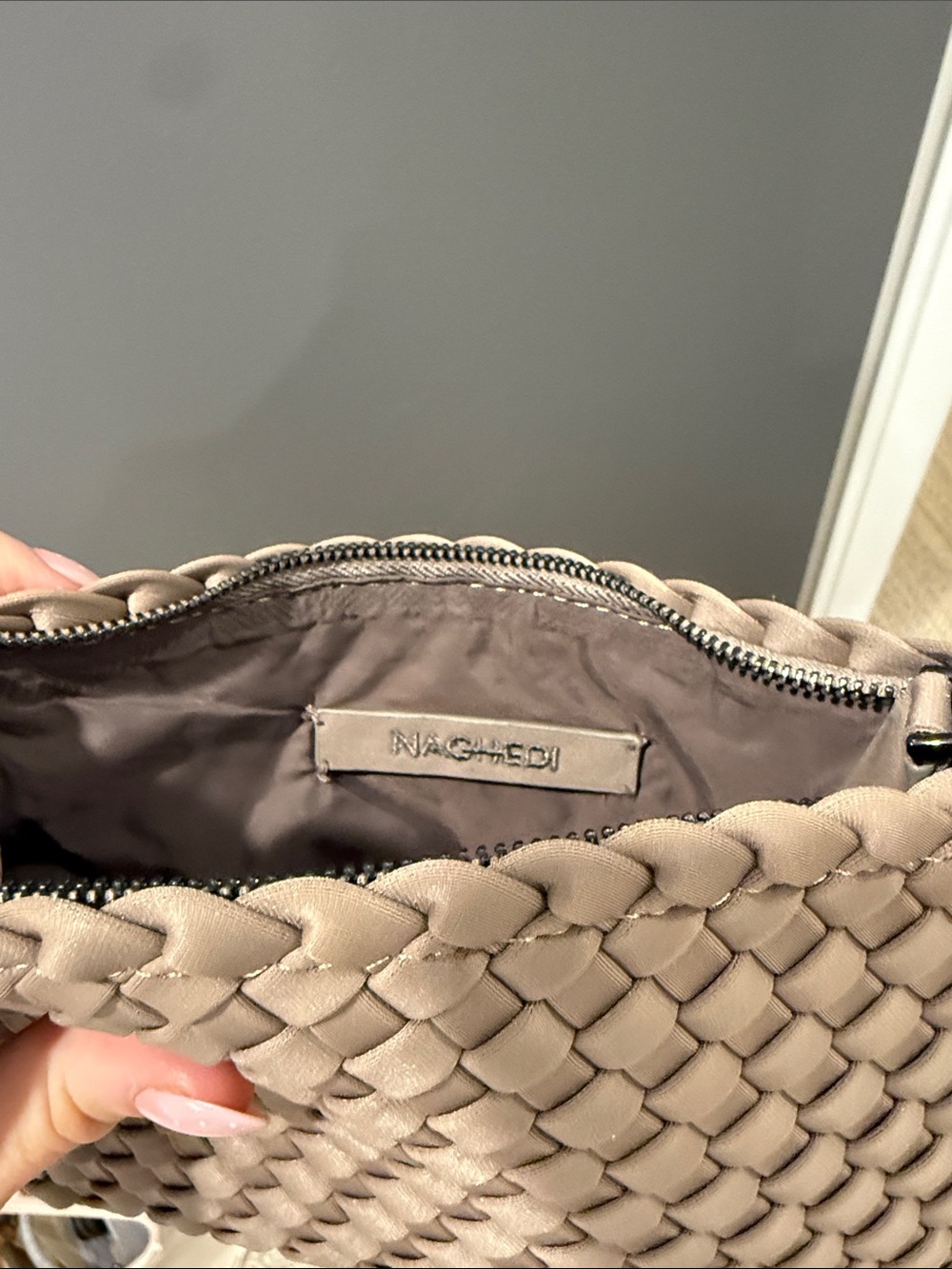 Like New Naghedi St. Barths Small Tote Bag Black Sand Dip Dye with Crossbody - Picture 6 of 6